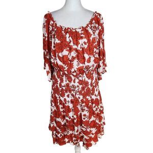 Premier Amour Red Floral Mini Dress NWT Size 16 Smocked Mini Dress
